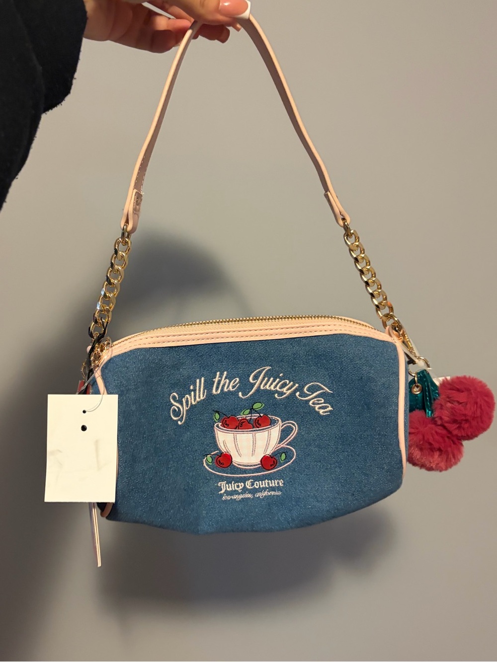 Juicy Couture Blue Denim “Spill the Juicy Tea” Mini Bag